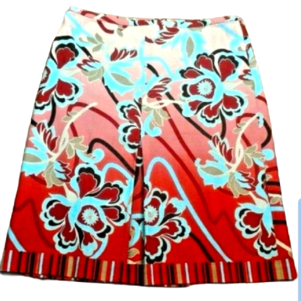 Loft Floral Pleated Cotton Skirt - Picture 1 of 4